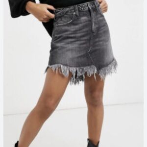 FP We the Free Black Denim Mini Skirt